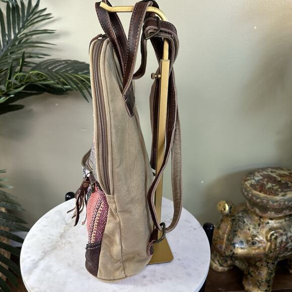 Myra Backpack Canvas weave Hair on Hide boho Western Leather - perfect ! main image 7